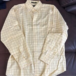 Orvis Men's Light Yellow Checkered Button Down Shirt